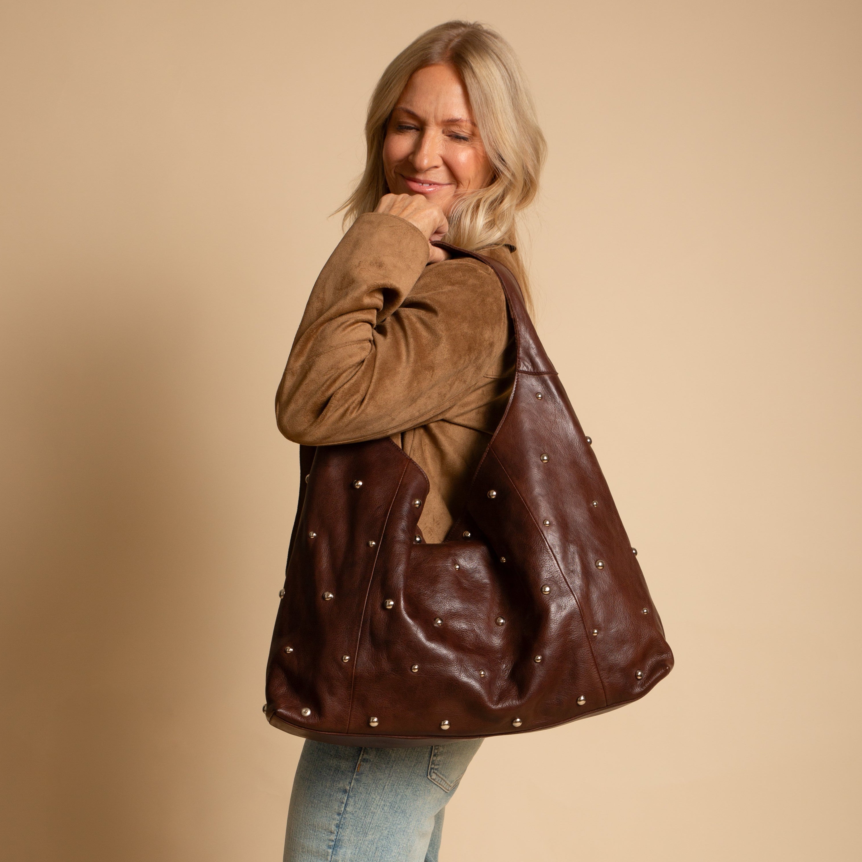 Lindsey Studded Leather Tote Bag - Image 2