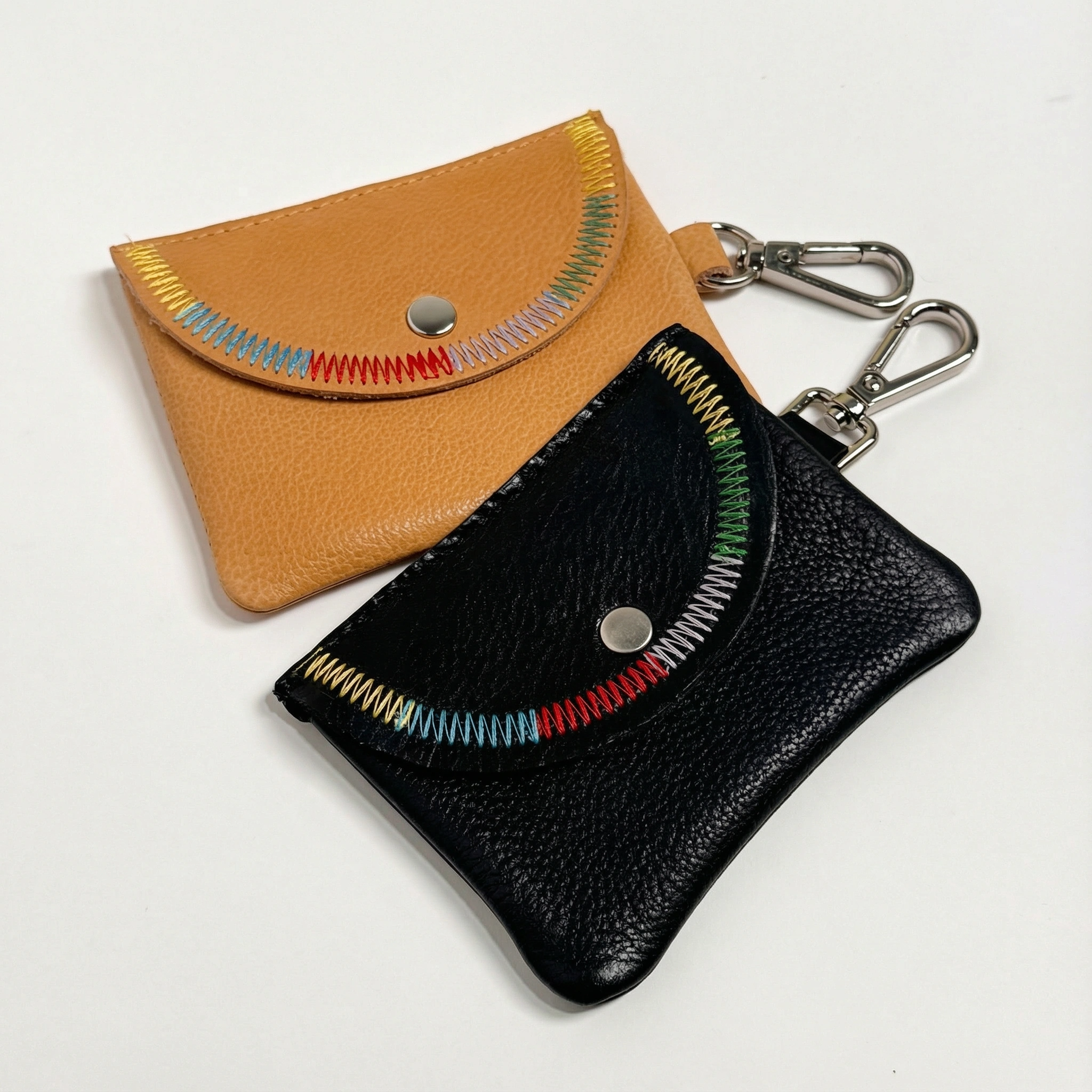 Stitch Detail Leather Mini Snap Pouch - Image 9