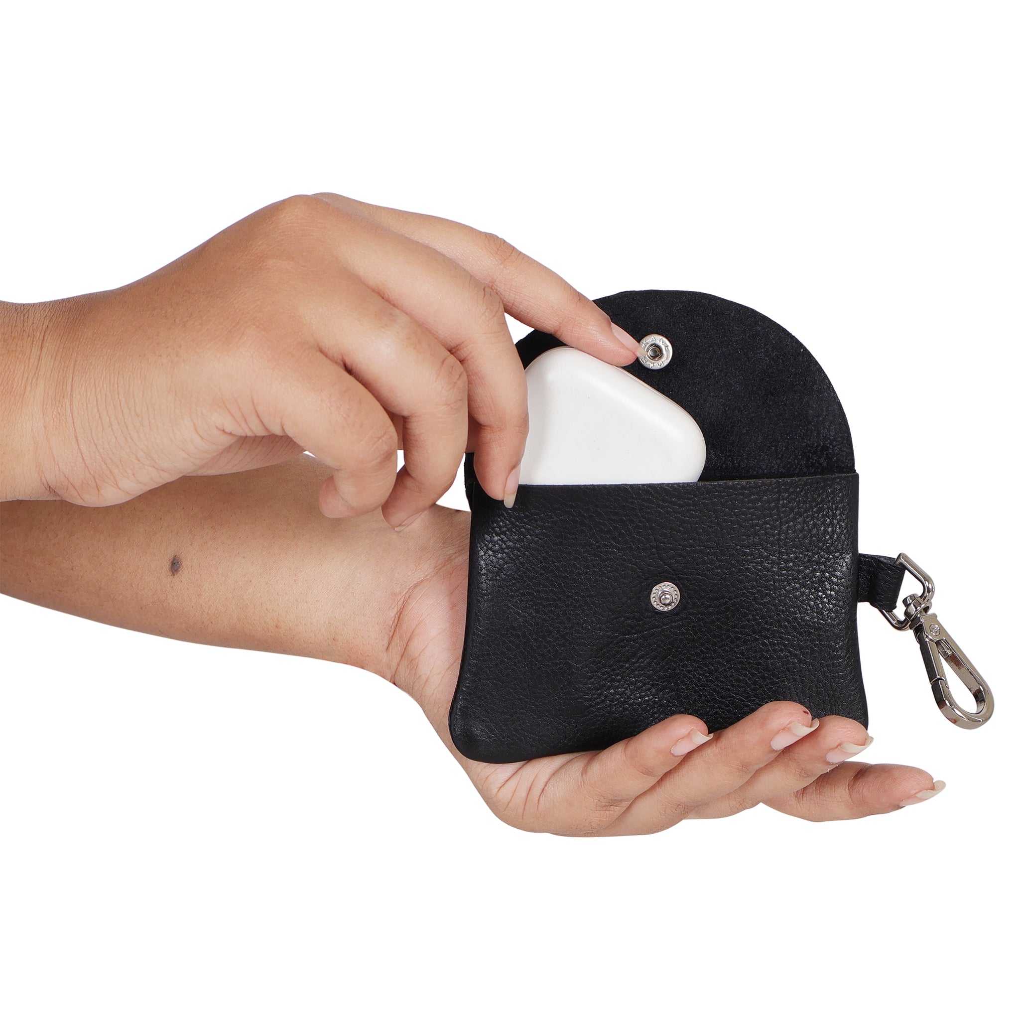 Stitch Detail Leather Mini Snap Pouch - Image 7