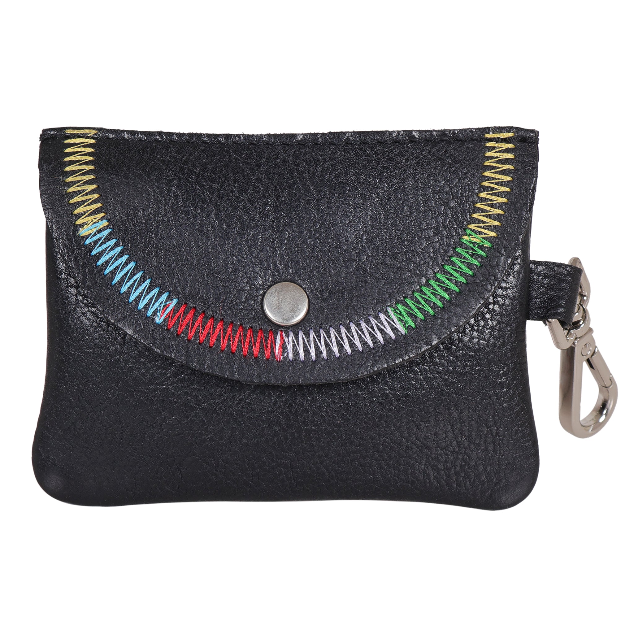 Stitch Detail Leather Mini Snap Pouch - Image 4