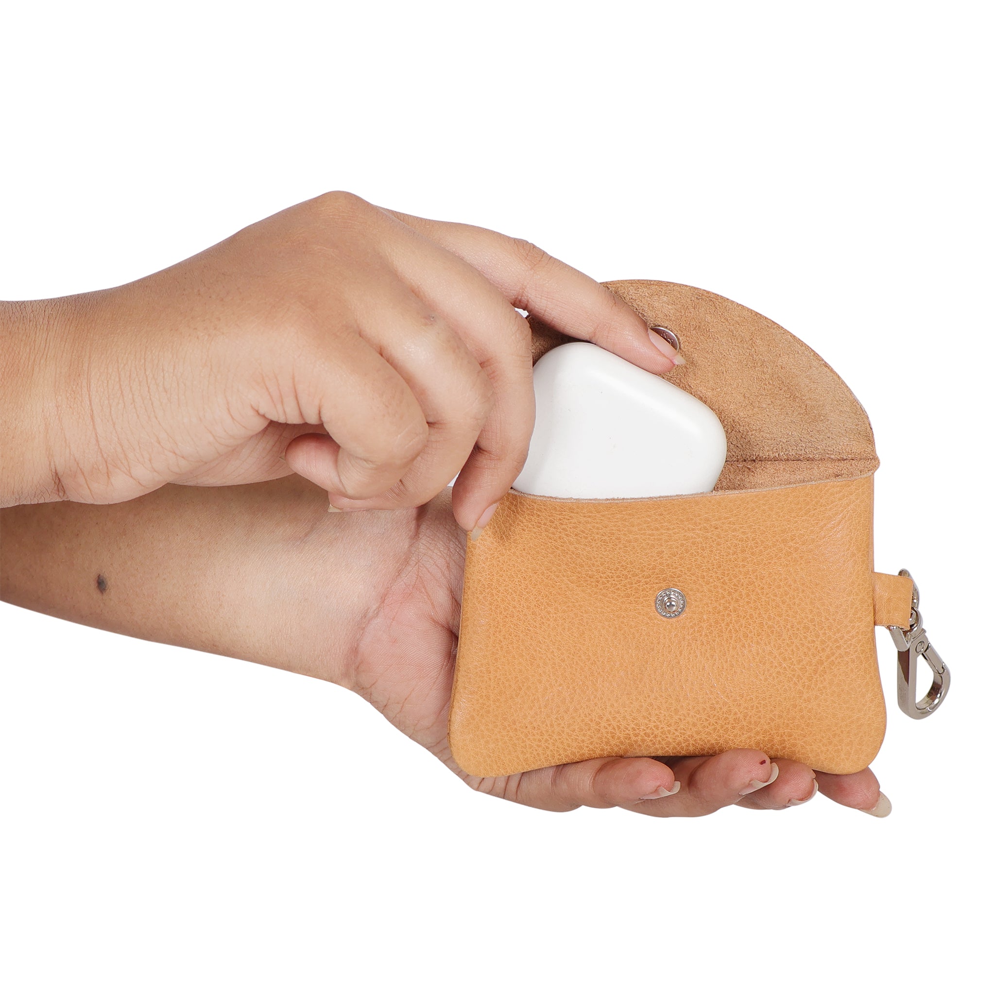 Stitch Detail Leather Mini Snap Pouch - Image 2